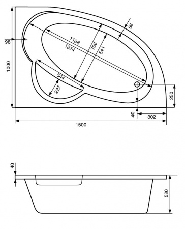 Ванна акриловая Santek ШРИ-ЛАНКА 1.WH30.2.395 150x100 см. правая 