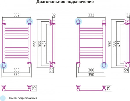 Полотенцесушитель водяной Сунержа БОГЕМА+ 00-0220-5030 500х300 