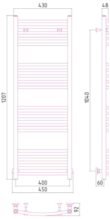 Полотенцесушитель водяной Сунержа АРКУС 00-0251-1240 1200х400 