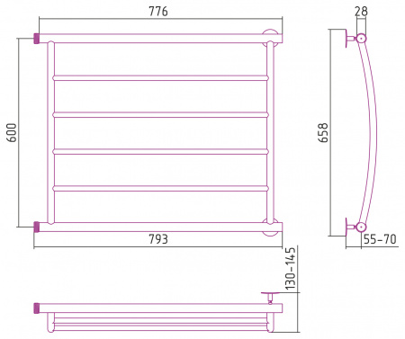 Полотенцесушитель водяной Стилье МИНОР 00602-6080 600х800 