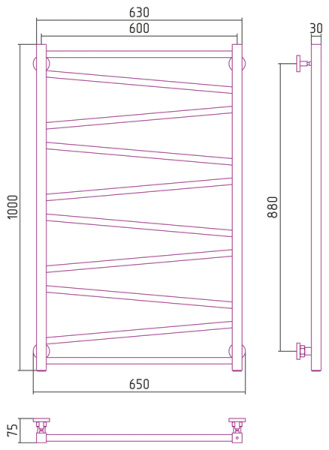 Полотенцесушитель водяной Сунержа СИРОККО 00-0253-1060 1000х600 