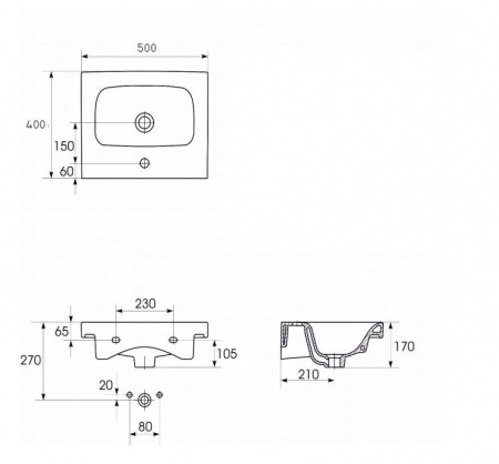 Раковина Cersanit MODUO S-UM-MOD50/1 50 