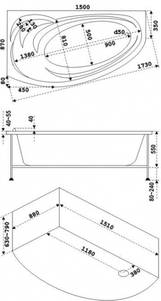 Ванна акриловая BAS ФЭНТАЗИ В 00041  