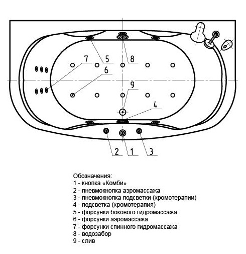Ванна акриловая Aquatek МЕЛИССА  180x95 см. 