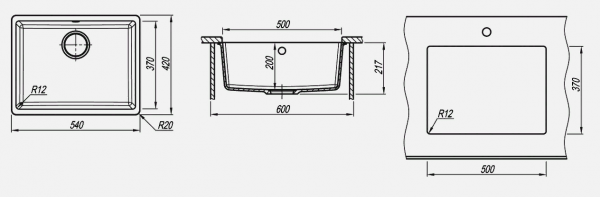 Мойка кухонная керамогранитная Florentina ВЕГА 500 22.320.D0500.107 54*42 см. песочный
