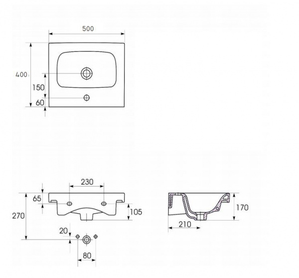 Раковина Cersanit MODUO S-UM-MOD50/1 50 